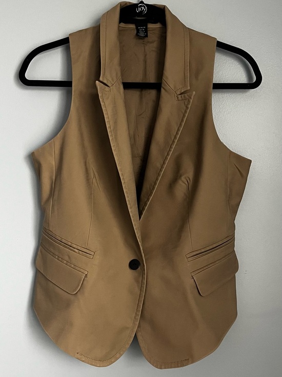 Kenneth Cole Jackets & Blazers - Kenneth Cole Women's Beige Notch Lapel Suit Vest Sleeveless Layering piece SZ M